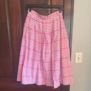 Vintage Liz Claiborne Pink Checkered Midi Skirt